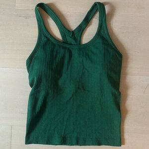 Lululemon Ebb to Street semi cropped  green ribbed tank top